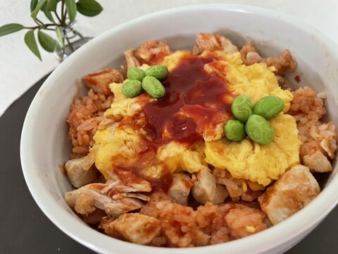 夏丼！トマトご飯deオムライス風